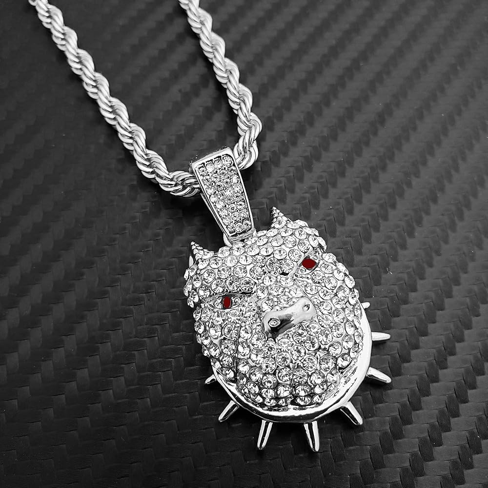 BLINGFACTORY Hip Hop Iced Lab Diamond Pitbull Dog Pendant